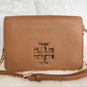 ✨Tory Burch Tan Bark Leather Crossbody Clutch